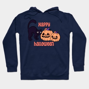Happy halloween Cute black cat and pumpkin heads Hoodie